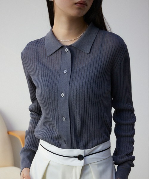 AZUL by moussy（アズールバイマウジー）の「ラメシアーカーデ（カーディガン/ボレロ・レディース・ミント/ブラウン/チャコールグレー・FREE）」の2枚目の写真