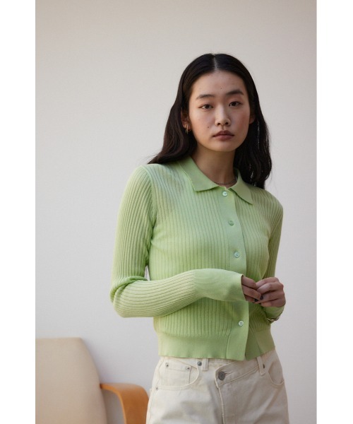 AZUL by moussy（アズールバイマウジー）の「ラメシアーカーデ（カーディガン/ボレロ・レディース・ミント/ブラウン/チャコールグレー・FREE）」の4枚目の写真