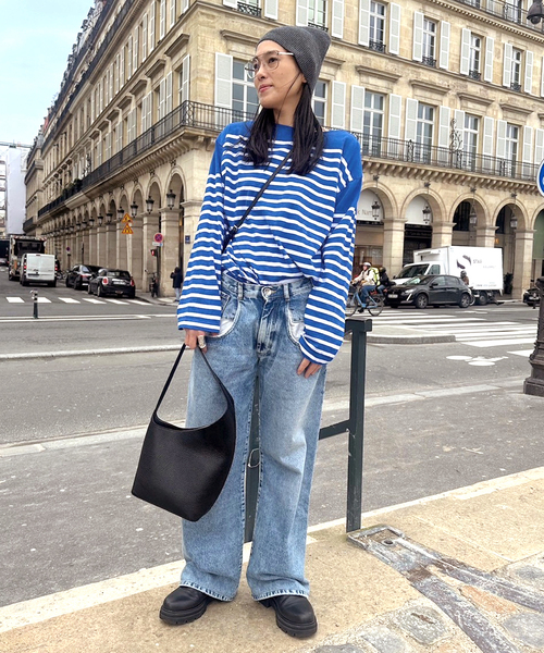 Johnbull（ジョンブル）の「【JOHNBULL/ジョンブル】別注バスクTシャツ（Tシャツ/カットソー・レディース・ブルー/ネイビー/ホワイト・FREE）」の4枚目の写真