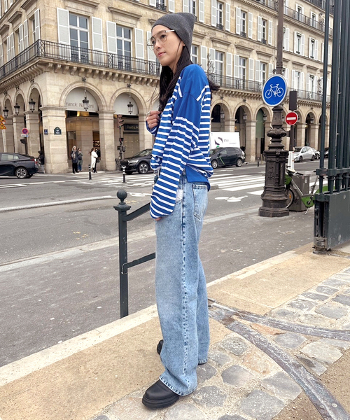 Johnbull（ジョンブル）の「【JOHNBULL/ジョンブル】別注バスクTシャツ（Tシャツ/カットソー・レディース・ブルー/ネイビー/ホワイト・FREE）」の5枚目の写真