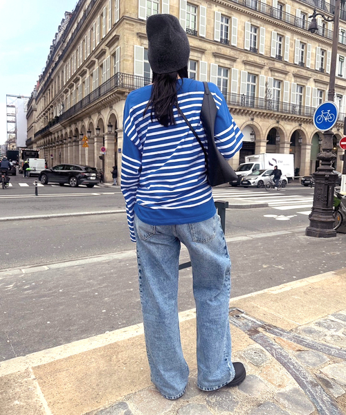 Johnbull（ジョンブル）の「【JOHNBULL/ジョンブル】別注バスクTシャツ（Tシャツ/カットソー・レディース・ブルー/ネイビー/ホワイト・FREE）」の6枚目の写真