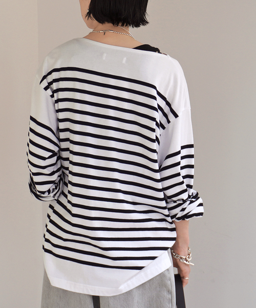 Johnbull（ジョンブル）の「【JOHNBULL/ジョンブル】別注バスクTシャツ（Tシャツ/カットソー・レディース・ブルー/ネイビー/ホワイト・FREE）」の8枚目の写真