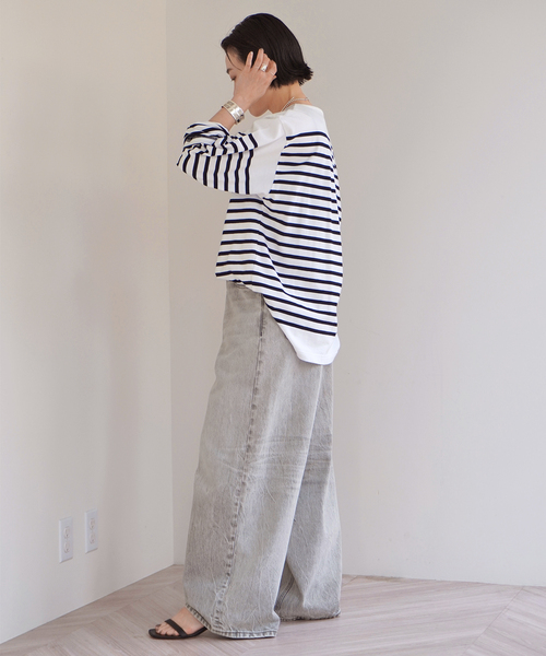 Johnbull（ジョンブル）の「【JOHNBULL/ジョンブル】別注バスクTシャツ（Tシャツ/カットソー・レディース・ブルー/ネイビー/ホワイト・FREE）」の10枚目の写真