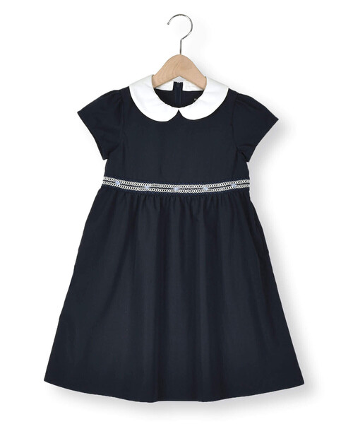 【日本製】丸襟スモッキングブロードワンピース(80~140cm)