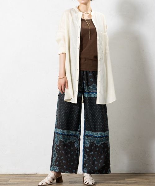 aunt lily(アントリリー)の「リネン混ドライタンガリー ロングシャツ|日本製素材 羽織り 麻 接触冷感 シワになりにくい 綿 麻 コットン リネン(シャツ/ブラウス・レディース・グレー/ピンク/キナリ・M/L/S/LL)」の17枚目の写真
