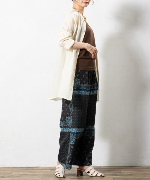 aunt lily(アントリリー)の「リネン混ドライタンガリー ロングシャツ|日本製素材 羽織り 麻 接触冷感 シワになりにくい 綿 麻 コットン リネン(シャツ/ブラウス・レディース・グレー/ピンク/キナリ・M/L/S/LL)」の19枚目の写真