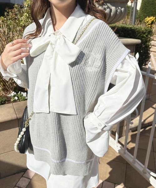 apres jour（アプレジュール）の「２WAYリボンミニシャツワンピース【ZOZOTOWN限定アイテム】（シャツワンピース・レディース・オフホワイト/ネイビー/ピンク/ブルー系その他・X-LARGE/フリー）」の19枚目の写真