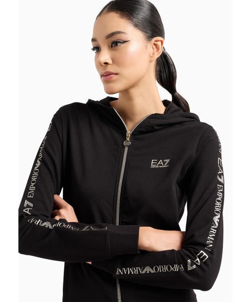 EMPORIO ARMANI EA7(エンポリオアルマーニイーエーセブン)の「【エンポリオ アルマーニ EA7】Shiny フード付きスウェットシャツ ストレッチコットン製(スウェット・レディース・ブラック系その他/ピンク・LARGE/MEDIUM/SMALL/X-SMALL)」の4枚目の写真