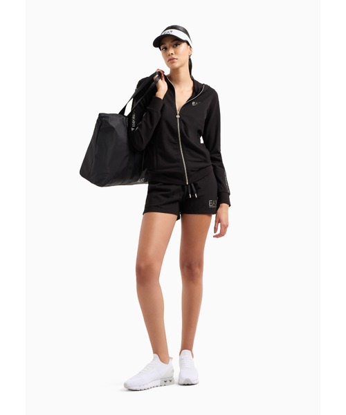 EMPORIO ARMANI EA7(エンポリオアルマーニイーエーセブン)の「【エンポリオ アルマーニ EA7】Shiny フード付きスウェットシャツ ストレッチコットン製(スウェット・レディース・ブラック系その他/ピンク・LARGE/MEDIUM/SMALL/X-SMALL)」の5枚目の写真