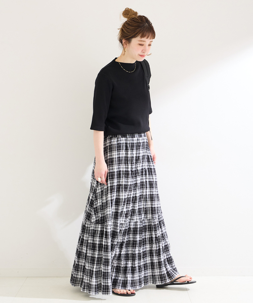 B.C STOCK（ベーセーストック）の「ソウバリ5分袖ハイゲージニット（ニット/セーター・レディース・アイボリー/ブラック/ネイビー・FREE）」の7枚目の写真