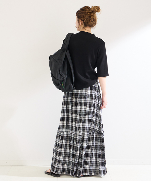 B.C STOCK（ベーセーストック）の「ソウバリ5分袖ハイゲージニット（ニット/セーター・レディース・アイボリー/ブラック/ネイビー・FREE）」の6枚目の写真