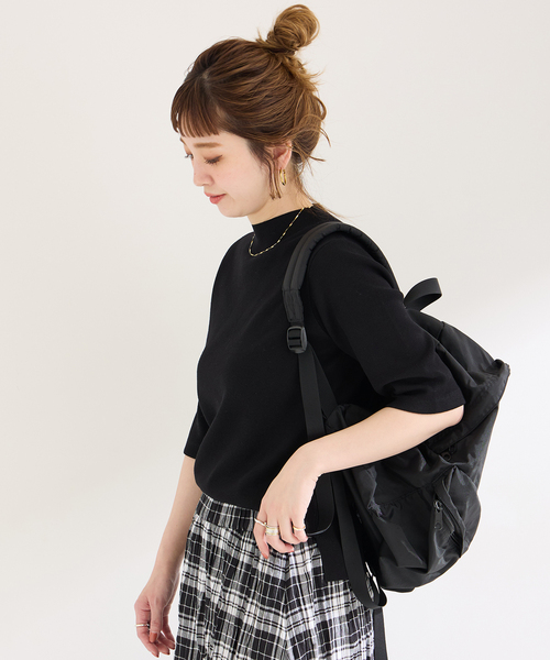 B.C STOCK（ベーセーストック）の「ソウバリ5分袖ハイゲージニット（ニット/セーター・レディース・アイボリー/ブラック/ネイビー・FREE）」の4枚目の写真