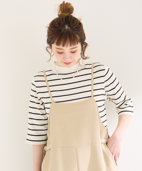 B.C STOCK（ベーセーストック）の「ソウバリ5分袖ハイゲージニット（ニット/セーター・レディース・アイボリー/ブラック/ネイビー・FREE）」の16枚目の写真