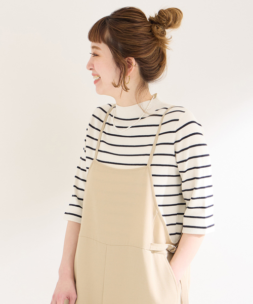 B.C STOCK（ベーセーストック）の「ソウバリ5分袖ハイゲージニット（ニット/セーター・レディース・アイボリー/ブラック/ネイビー・FREE）」の15枚目の写真