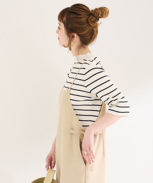 B.C STOCK（ベーセーストック）の「ソウバリ5分袖ハイゲージニット（ニット/セーター・レディース・アイボリー/ブラック/ネイビー・FREE）」の14枚目の写真