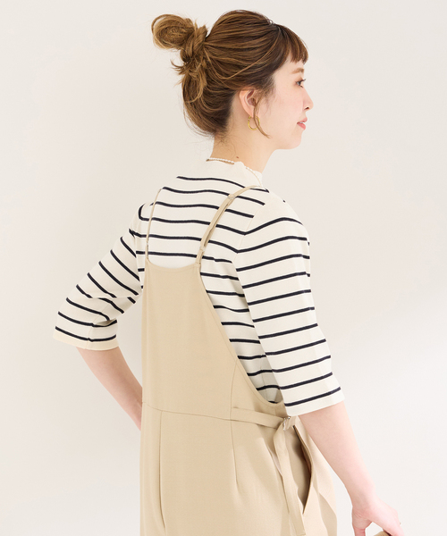 B.C STOCK（ベーセーストック）の「ソウバリ5分袖ハイゲージニット（ニット/セーター・レディース・アイボリー/ブラック/ネイビー・FREE）」の13枚目の写真