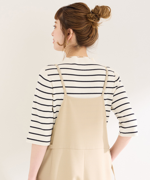 B.C STOCK（ベーセーストック）の「ソウバリ5分袖ハイゲージニット（ニット/セーター・レディース・アイボリー/ブラック/ネイビー・FREE）」の12枚目の写真