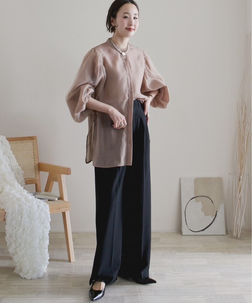 ECRIRE（エクリール）の「【ECRIRE by 陽】チュールレイヤードスリーブブラウス（シャツ/ブラウス・レディース・ベージュ/オフホワイト/ピンク・M）」の11枚目の写真