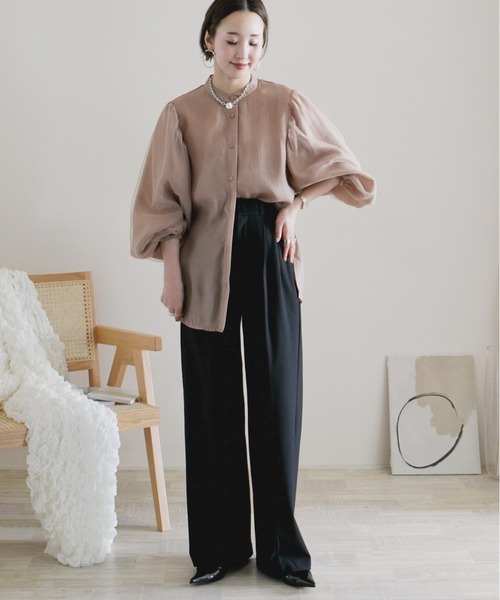 ECRIRE（エクリール）の「【ECRIRE by 陽】チュールレイヤードスリーブブラウス（シャツ/ブラウス・レディース・ベージュ/オフホワイト/ピンク・M）」の10枚目の写真