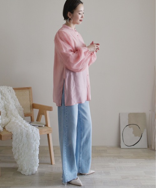 ECRIRE（エクリール）の「【ECRIRE by 陽】チュールレイヤードスリーブブラウス（シャツ/ブラウス・レディース・ベージュ/オフホワイト/ピンク・M）」の14枚目の写真