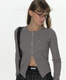 RIBBED ZIPPER CARDIGAN