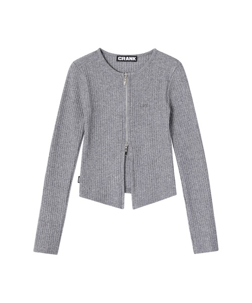 CRANK（クランク）の「RIBBED ZIPPER CARDIGAN（カーディガン/ボレロ・レディース・ブラック/ライトグレー・FREE）」の4枚目の写真