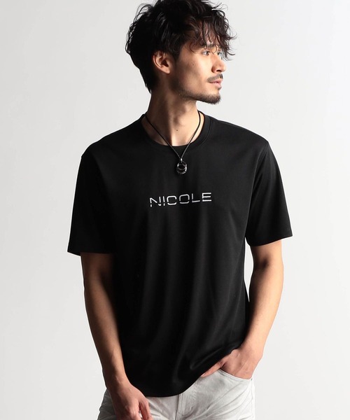 NICOLE CLUB FOR MEN(ニコルクラブフォーメン)の「ロゴ刺繍半袖Tシャツ(Tシャツ/カットソー・メンズ・オフホワイト/ブラック/ネイビー/ピンク系/ライトグレー・X-LARGE/LARGE/MEDIUM)」の2枚目の写真