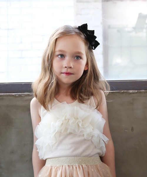 Rora(ローラ)の「エマリ フリル タンクトップ(Tシャツ/カットソー・キッズ・ラベンダー/クリーム/ブラック・110cm/120cm/130cm/140cm/150cm)」の1枚目の写真