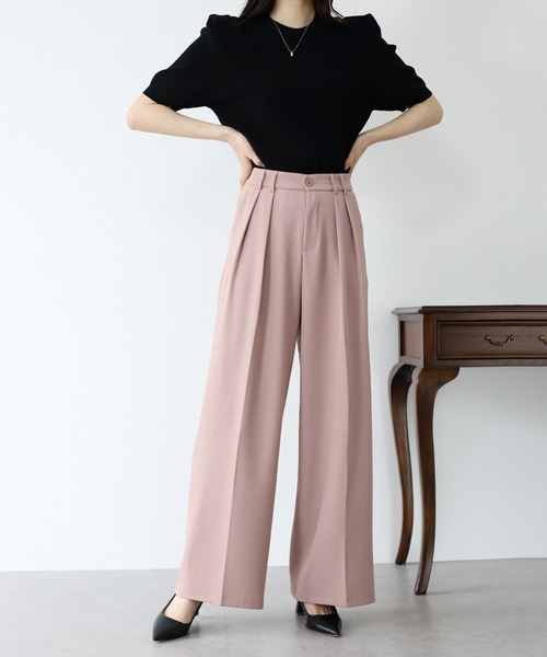 BLUEEAST(ブルーイースト)の「ベーシックツータックパンツ(スラックス・レディース・ピンク/グレー/アイボリー/ブラック・MEDIUM)」の8枚目の写真