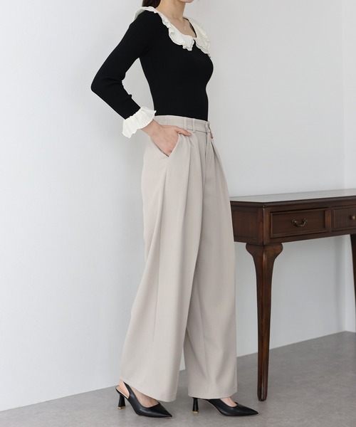 BLUEEAST(ブルーイースト)の「ベーシックツータックパンツ(スラックス・レディース・ピンク/グレー/アイボリー/ブラック・MEDIUM)」の17枚目の写真