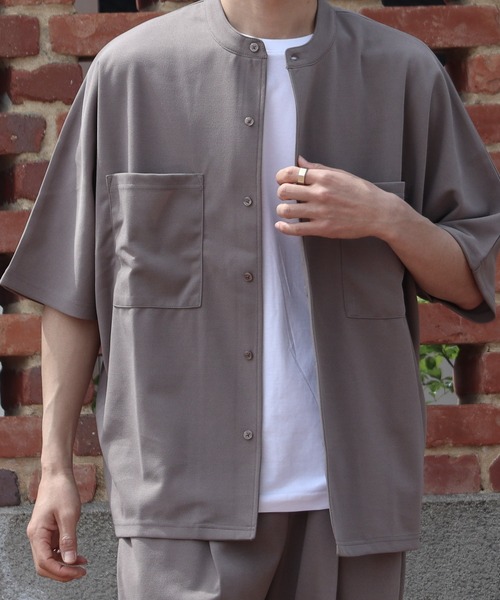 【セール】【Bl】梨地 オーバーサイズバンドカラーシャツ（シャツ/ブラウス）｜Bling Leads（ブリングリーズ）