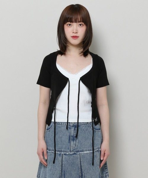 FANCY CLUB（ファンシークラブ）の「NASTY FANCY CLUB／２ボタンクロップカーディガン  2123892（カーディガン/ボレロ・レディース・ブラック/ライトブルー・FREE）」の21枚目の写真