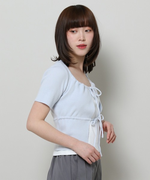 FANCY CLUB（ファンシークラブ）の「NASTY FANCY CLUB／２ボタンクロップカーディガン  2123892（カーディガン/ボレロ・レディース・ブラック/ライトブルー・FREE）」の12枚目の写真