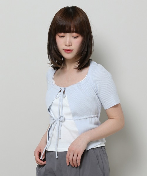 FANCY CLUB（ファンシークラブ）の「NASTY FANCY CLUB／２ボタンクロップカーディガン  2123892（カーディガン/ボレロ・レディース・ブラック/ライトブルー・FREE）」の13枚目の写真