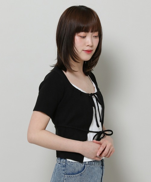 FANCY CLUB（ファンシークラブ）の「NASTY FANCY CLUB／２ボタンクロップカーディガン  2123892（カーディガン/ボレロ・レディース・ブラック/ライトブルー・FREE）」の16枚目の写真