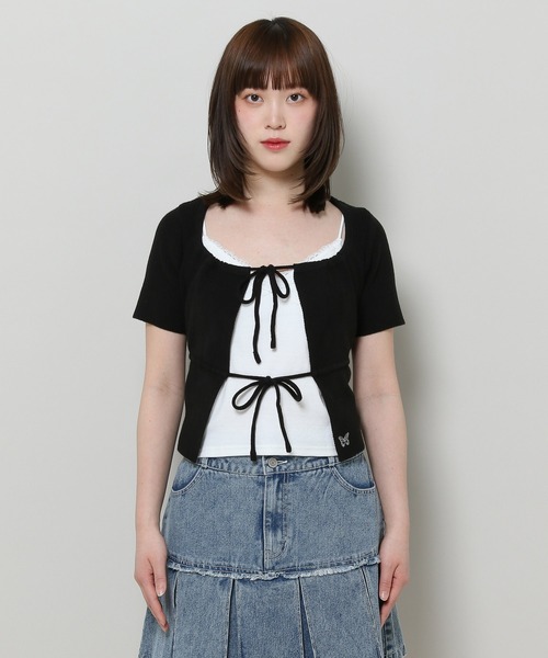 FANCY CLUB（ファンシークラブ）の「NASTY FANCY CLUB／２ボタンクロップカーディガン  2123892（カーディガン/ボレロ・レディース・ブラック/ライトブルー・FREE）」の18枚目の写真