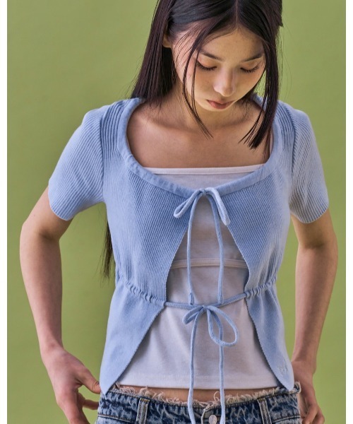 FANCY CLUB（ファンシークラブ）の「NASTY FANCY CLUB／２ボタンクロップカーディガン  2123892（カーディガン/ボレロ・レディース・ブラック/ライトブルー・FREE）」の8枚目の写真