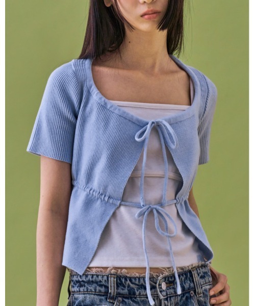 FANCY CLUB（ファンシークラブ）の「NASTY FANCY CLUB／２ボタンクロップカーディガン  2123892（カーディガン/ボレロ・レディース・ブラック/ライトブルー・FREE）」の9枚目の写真