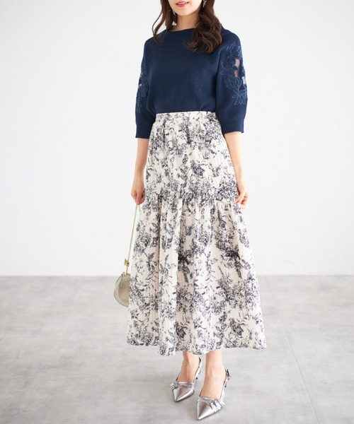 tocco closet(トッコ クローゼット)の「【ZOZO限定】スリーブレースニットプルオーバー(ニット/セーター・レディース・チャコール/ブルー/オフホワイト/ブラック・M)」の5枚目の写真