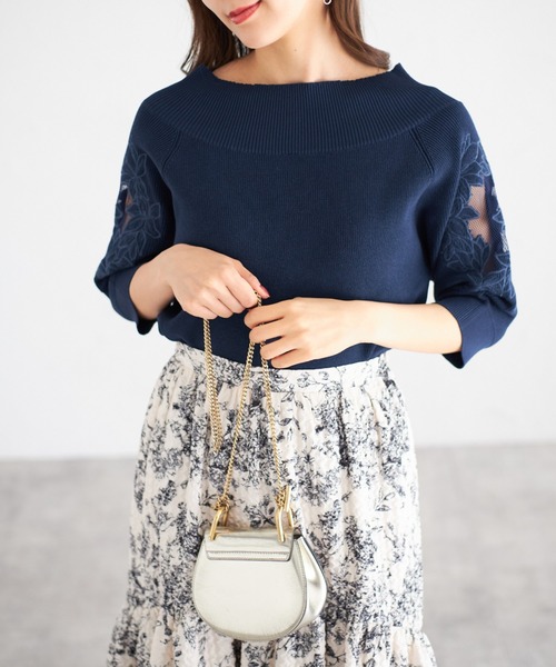 tocco closet(トッコ クローゼット)の「【ZOZO限定】スリーブレースニットプルオーバー(ニット/セーター・レディース・チャコール/ブルー/オフホワイト/ブラック・M)」の8枚目の写真