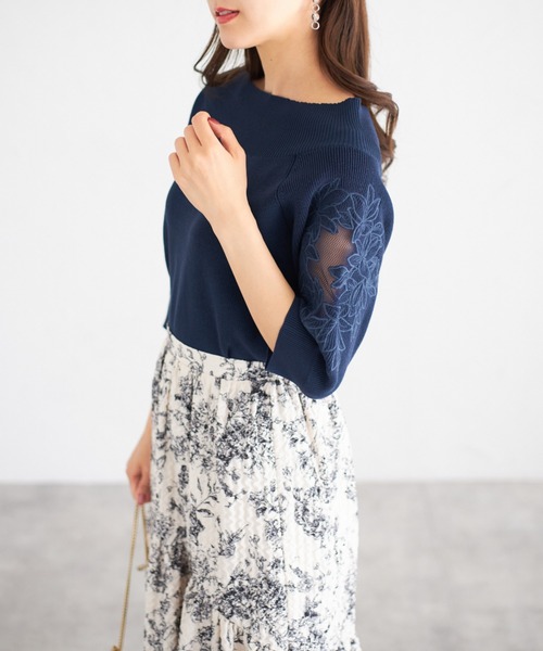 tocco closet(トッコ クローゼット)の「【ZOZO限定】スリーブレースニットプルオーバー(ニット/セーター・レディース・チャコール/ブルー/オフホワイト/ブラック・M)」の11枚目の写真