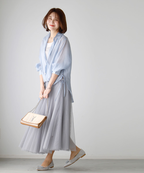 Ehre style(エーレスタイル)の「大人世代こそ必須!!コーデが楽しいシアーシャツ(シャツ/ブラウス・レディース・アイボリー/ピンク/ミント/ブルー・FREE)」の17枚目の写真