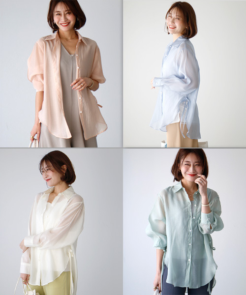 ブラウス シャツ 大人世代こそ必須!!コーデが楽しいシアーシャツ レディース Ehre style ブラウス シャツ 大人世代こそ必須!!コーデが楽しい