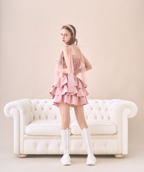 Lovilyn チュールミニ ピンク セール】リボンチュールビスチェ（キャミソール）｜Lovilyn