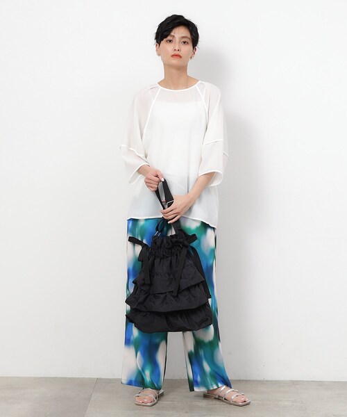 OPAQUE.CLIP（オペークドットクリップ）の「◆【2WAY／A4サイズ対応】ドロストリボンフリルティアードショルダーバッグ（ショルダーバッグ・レディース・ベージュ/カーキ/ブラック・00）」の17枚目の写真