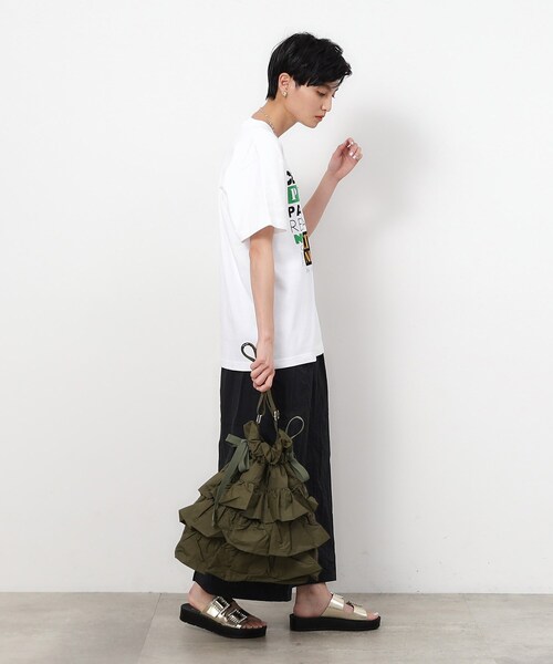 OPAQUE.CLIP（オペークドットクリップ）の「◆【2WAY／A4サイズ対応】ドロストリボンフリルティアードショルダーバッグ（ショルダーバッグ・レディース・ベージュ/カーキ/ブラック・00）」の19枚目の写真