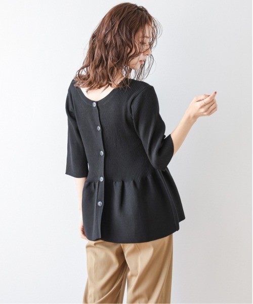 Lajour(ラジュール)の「サマーニットペプラムトップス(ニット/セーター・レディース・ピンク/ホワイト/イエロー/ブラック/ブルー・フリー)」の11枚目の写真
