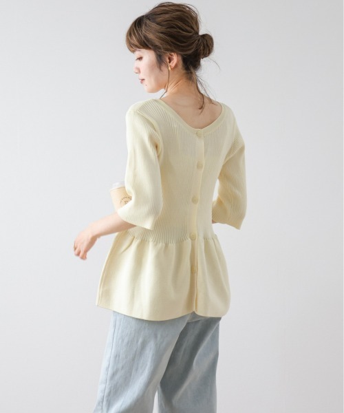 Lajour(ラジュール)の「サマーニットペプラムトップス(ニット/セーター・レディース・ピンク/ホワイト/イエロー/ブラック/ブルー・フリー)」の17枚目の写真