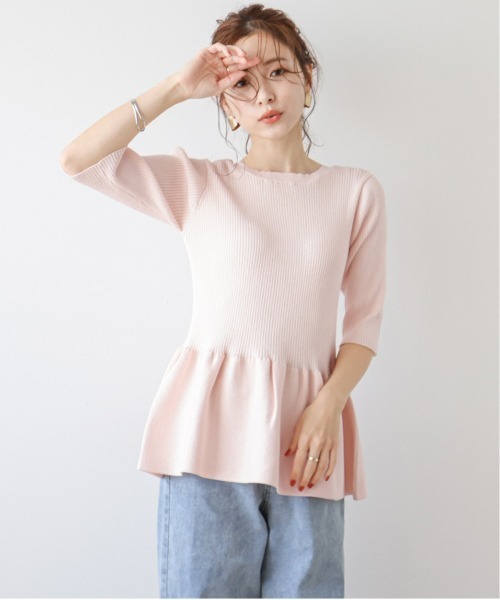 Lajour(ラジュール)の「サマーニットペプラムトップス(ニット/セーター・レディース・ピンク/ホワイト/イエロー/ブラック/ブルー・フリー)」の19枚目の写真