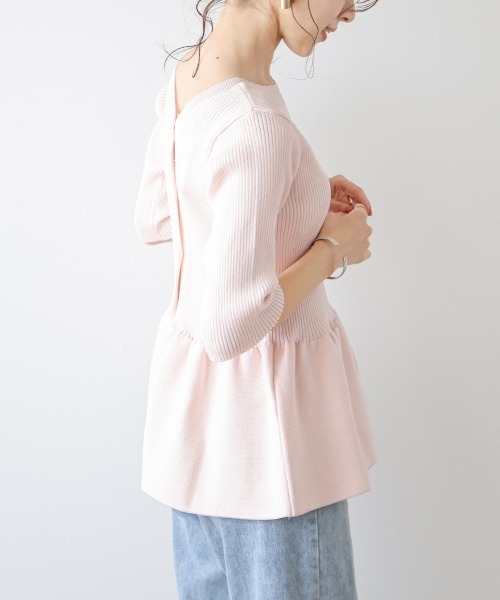 Lajour(ラジュール)の「サマーニットペプラムトップス(ニット/セーター・レディース・ピンク/ホワイト/イエロー/ブラック/ブルー・フリー)」の22枚目の写真
